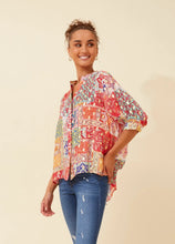 Load image into Gallery viewer, CELINE BLOUSE - RED WITH GOLD DETAILING