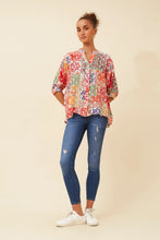 Load image into Gallery viewer, CELINE BLOUSE - RED WITH GOLD DETAILING