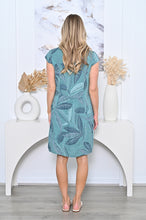 Load image into Gallery viewer, DESIRE LINEN DRESS - TEAL LEAF
