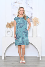 Load image into Gallery viewer, DESIRE LINEN DRESS - TEAL LEAF