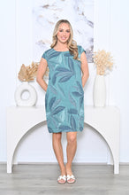 Load image into Gallery viewer, DESIRE LINEN DRESS - TEAL LEAF
