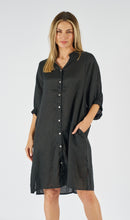 Load image into Gallery viewer, ANNYA LINEN SHIRT DRESS - BLACK