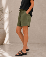 Load image into Gallery viewer, CHARLIE LINEN SHORTS - OLIVE