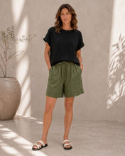 Load image into Gallery viewer, CHARLIE LINEN SHORTS - OLIVE