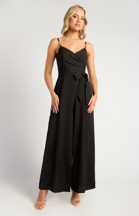EBBI GOLD CHAIN JUMPSUIT - BLACK