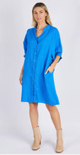 Load image into Gallery viewer, ANNYA LINEN SHIRT DRESS - BLUE