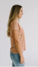 Load image into Gallery viewer, LITTLE LIES ROLL SLEEVE TEE - TAN