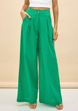 Load image into Gallery viewer, JASMINE WIDE LEG GREEN LINEN PANTS