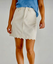 Load image into Gallery viewer, VALE SCALLOPED DENIM SKIRT - PARCHMENT