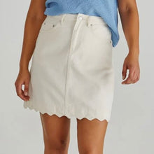 Load image into Gallery viewer, VALE SCALLOPED DENIM SKIRT - PARCHMENT