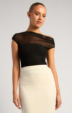 Load image into Gallery viewer, ASYMMETRIC SHEER MESH TOP - BLACK