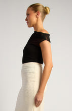 Load image into Gallery viewer, ASYMMETRIC SHEER MESH TOP - BLACK