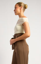Load image into Gallery viewer, ASYMMETRIC SHEER MESH TOP - CREAM