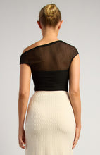 Load image into Gallery viewer, ASYMMETRIC SHEER MESH TOP - BLACK
