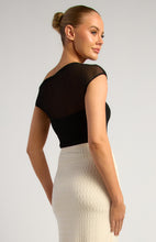 Load image into Gallery viewer, ASYMMETRIC SHEER MESH TOP - BLACK