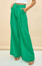 Load image into Gallery viewer, JASMINE WIDE LEG GREEN LINEN PANTS