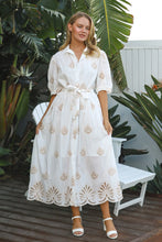 Load image into Gallery viewer, AYLAH COTTON EMBROIDERED MAXI DRESS