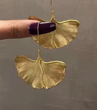 Load image into Gallery viewer, GOLD FAN LEAF EARRINGS