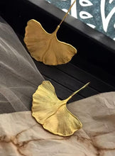 Load image into Gallery viewer, GOLD FAN LEAF EARRINGS