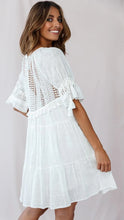 Load image into Gallery viewer, CHELSEY WHITE LACE BOHO DRESS - INDIKAH