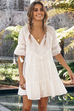 Load image into Gallery viewer, CHELSEY WHITE LACE BOHO DRESS - INDIKAH