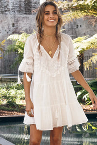 CHELSEY WHITE LACE BOHO DRESS - INDIKAH