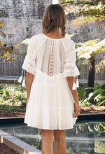 Load image into Gallery viewer, CHELSEY WHITE LACE BOHO DRESS - INDIKAH