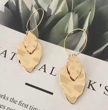 Load image into Gallery viewer, GOLD TWO LEAF CHARM DROP EARRINGS