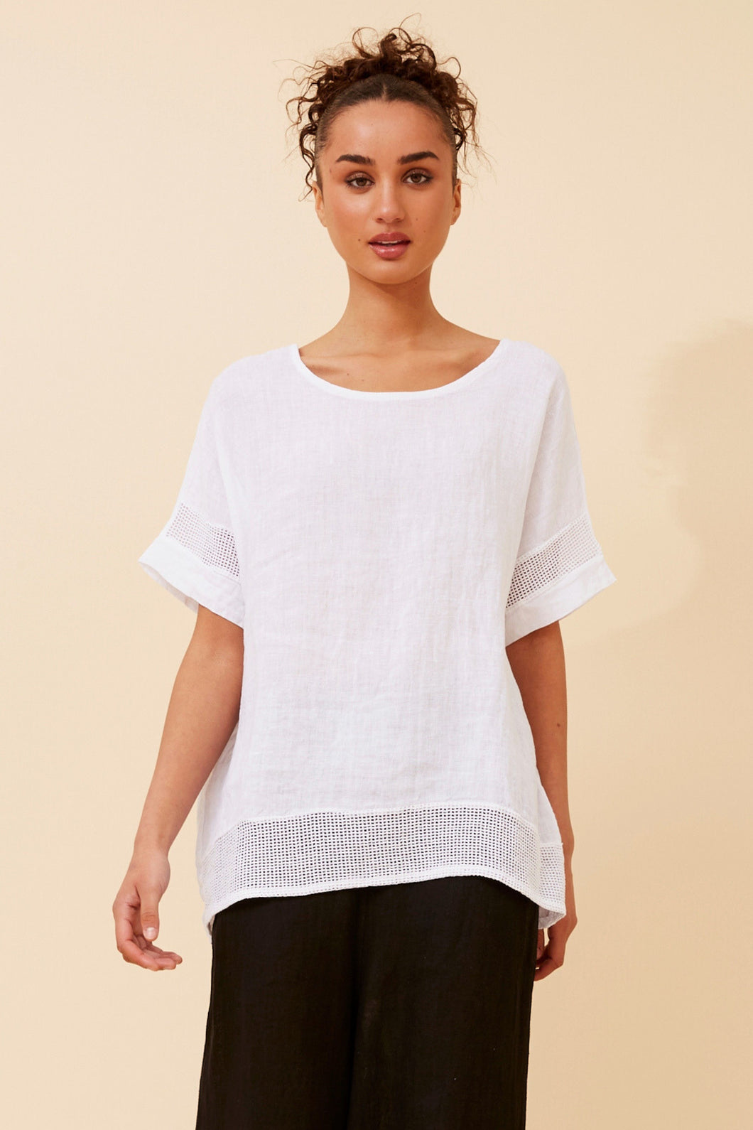 COCO ITALIAN LINEN TOP - WHITE