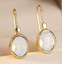 Load image into Gallery viewer, GOLD &amp; WHITE STONE DROP EARRINGS