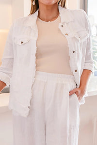 HANNA WHITE LINEN JACKET - SOUL SPARROW