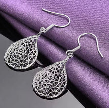 Load image into Gallery viewer, SILVER FISH NET EARRINGS