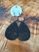 Load image into Gallery viewer, WOODEN OVAL BOHO EARRINGS - BLACK
