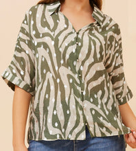 Load image into Gallery viewer, CHELLE BLOUSE - GREEN WITH SILVER FLECKS