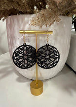 Load image into Gallery viewer, WOODEN BLACK BOHO EARRINGS