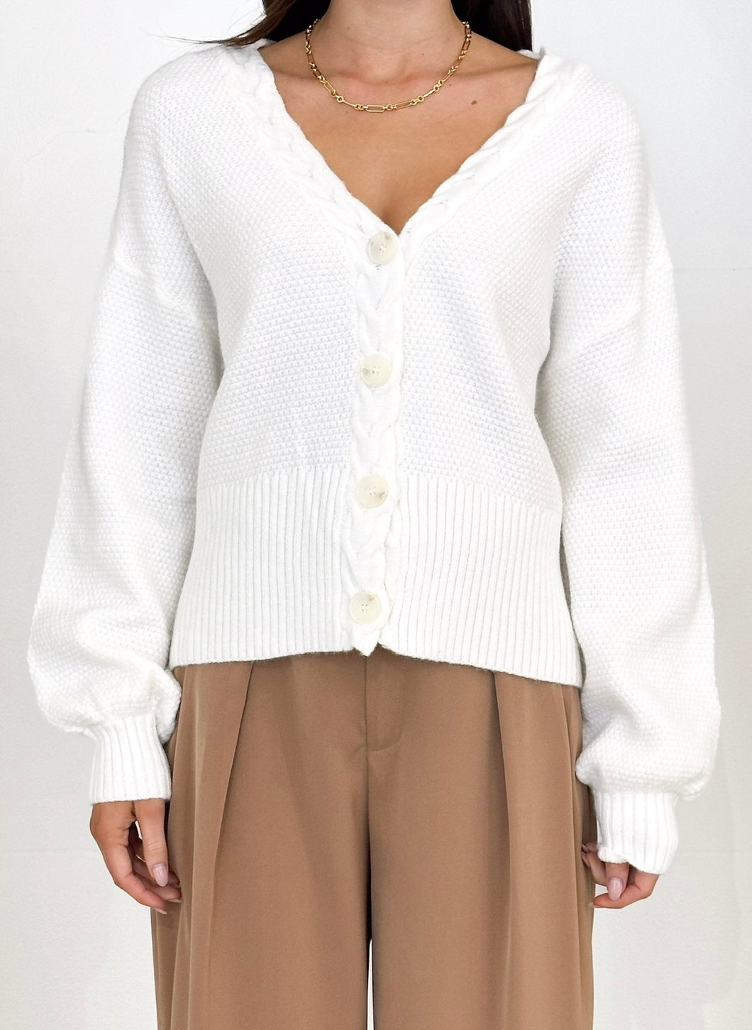 RUMI KNIT CARDIGAN - WHITE