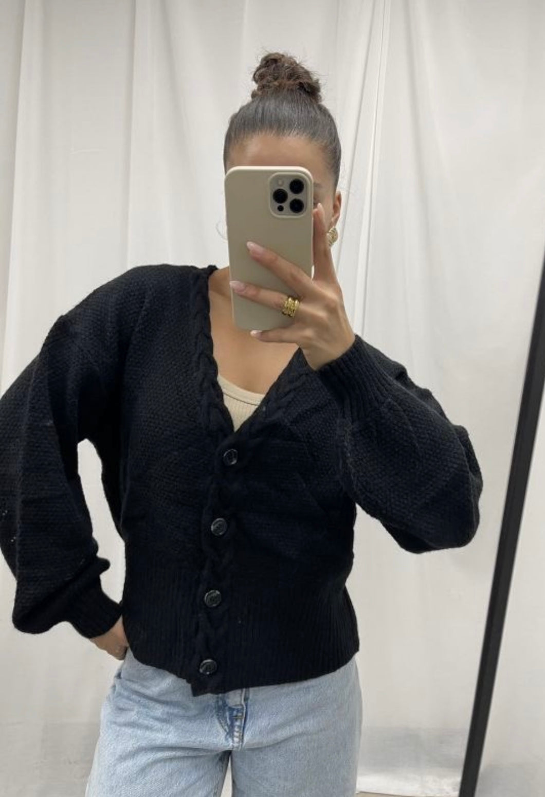 RUMI KNIT CARDIGAN - BLACK