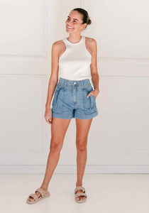 GEMMA DENIM SHORTS - LIGHT DENIM