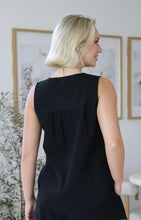 Load image into Gallery viewer, CHERRY COTTON EMBROIDERED TANK - BLACK