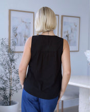 Load image into Gallery viewer, CHERRY COTTON EMBROIDERED TANK - BLACK