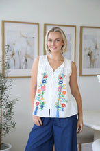 Load image into Gallery viewer, CHERRY COTTON EMBROIDERED TANK - WHITE