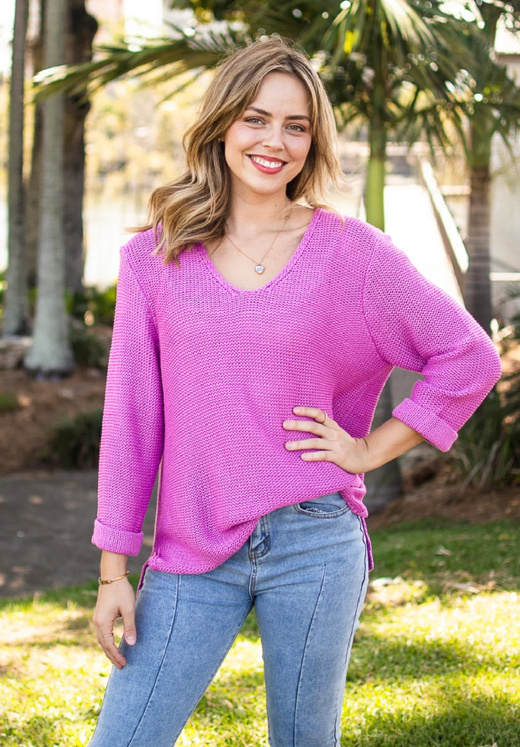 MAYA KNIT JUMPER - FUCHSIA - SILVER WISHES