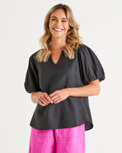 Load image into Gallery viewer, ALBA LINEN BLOUSE - COAL - BETTY BASICS