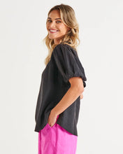 Load image into Gallery viewer, ALBA LINEN BLOUSE - COAL - BETTY BASICS