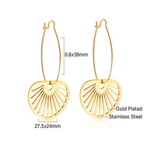 Load image into Gallery viewer, FAN HOOP EARRINGS - GOLD