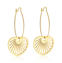 Load image into Gallery viewer, FAN HOOP EARRINGS - GOLD