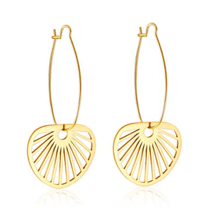 FAN HOOP EARRINGS - GOLD