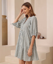 Load image into Gallery viewer, CARLY DRESS - GREEN STRIPE