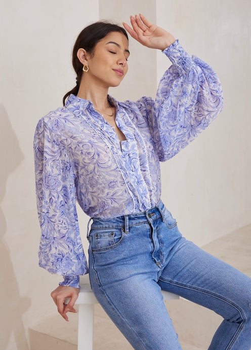 HIBISCUS BLOUSE - IRIS MAXI
