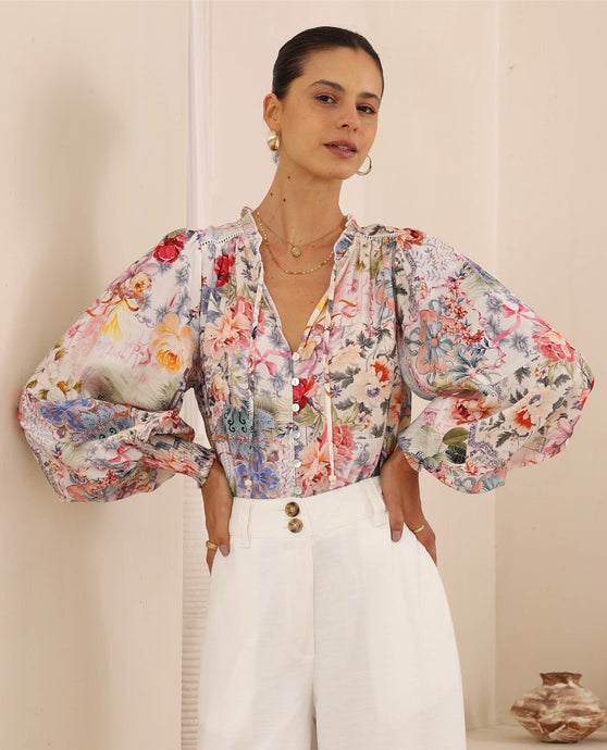 LACEY FLORAL BLOUSE - IRIS MAXI